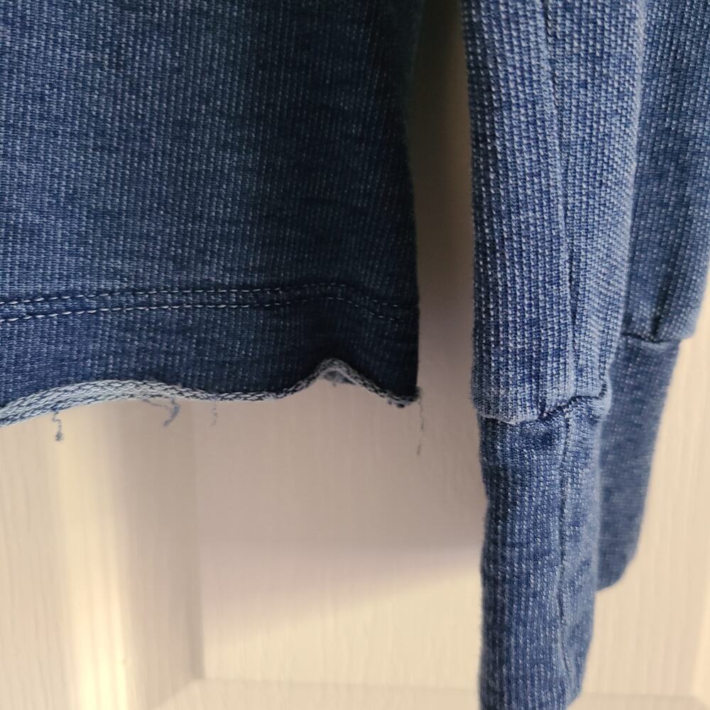BELLA DAHL Taylor Lace-Up Raw Hem Hoodie Top Blue B9336-590 Women's Size Small - Picture 5 of 9